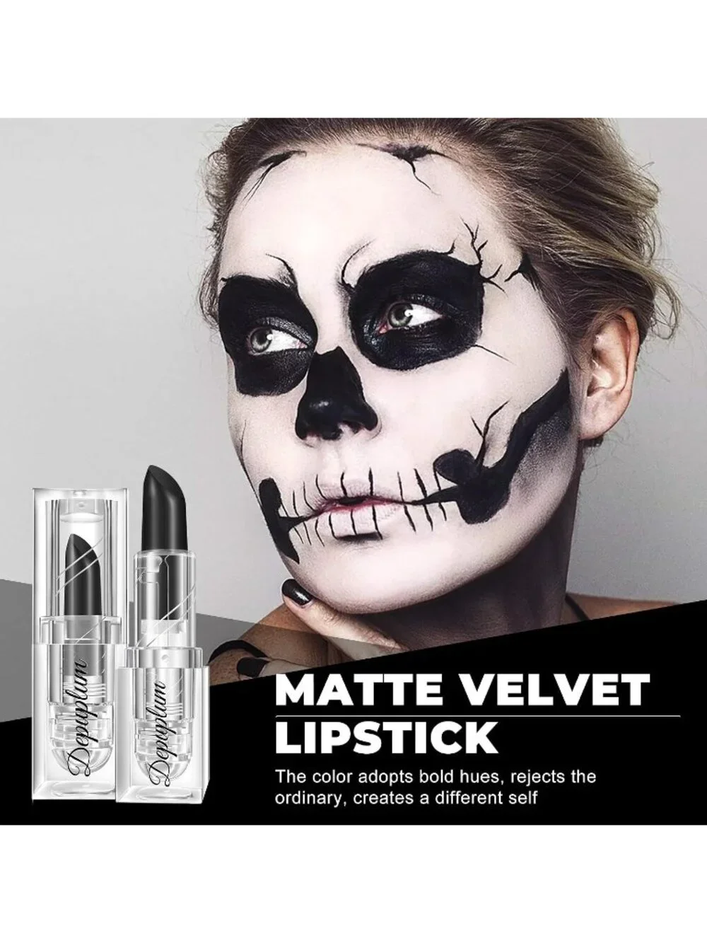 Women's Halloween Black Gradient Matte Lip Liner Combo Long Lasting Lip Stick